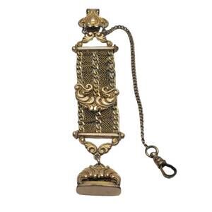 Antique Mesh WATCH FOB 1903 Art Nouveau 12 Kt Gold Plated & Wax Seal Engraveable